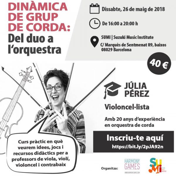 Curs “Dinàmica de grup de corda: del duo a l’orquestra” amb Júlia Pérez a Barcelona
