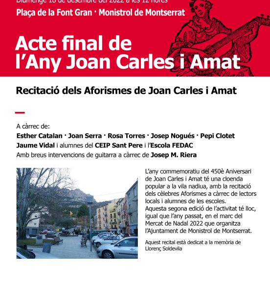 Acte final de l’Any Joan Carles i Amat a Monistrol de Montserrat