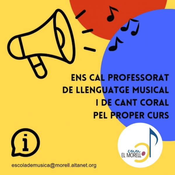 L’Escola Municipal de Música del Morell necessita professorat de cant i llenguatge