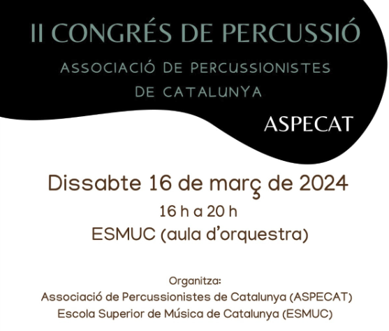 II Congrés de Percussió a Catalunya – 16 de març a l’Esmuc